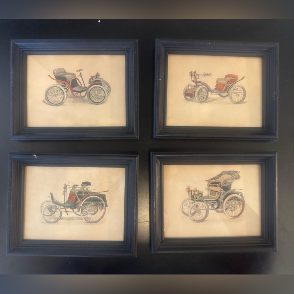 Vintage Automobile / Car Prints Framed set of 4